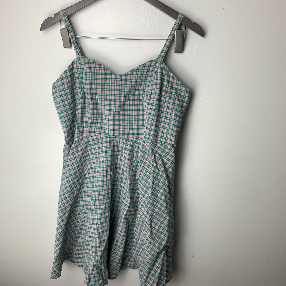 Arizona JEANS WOMEN'S PLAID DRESS GREEN & PINK